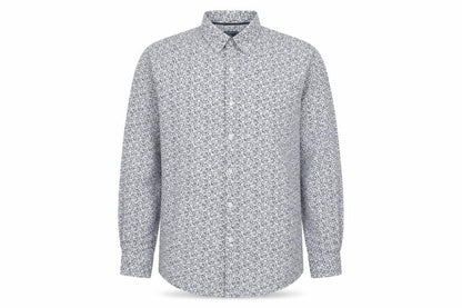 Moss 1851 Men’s Blue Floral Cotton Button-Up Shirt 2XL Long Sleeve