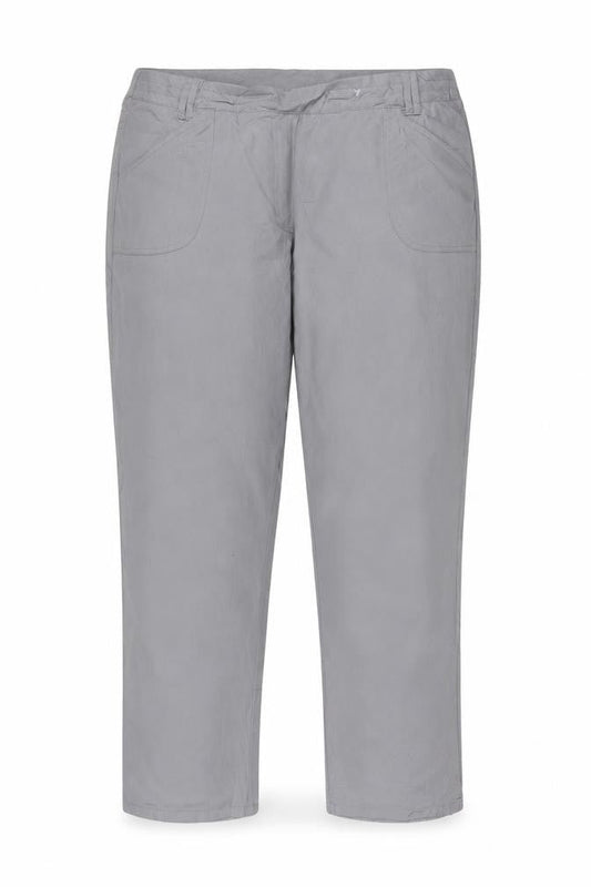 Cotton Traders Women Grey Size 20 Cotton Tapered Trousers Pockets