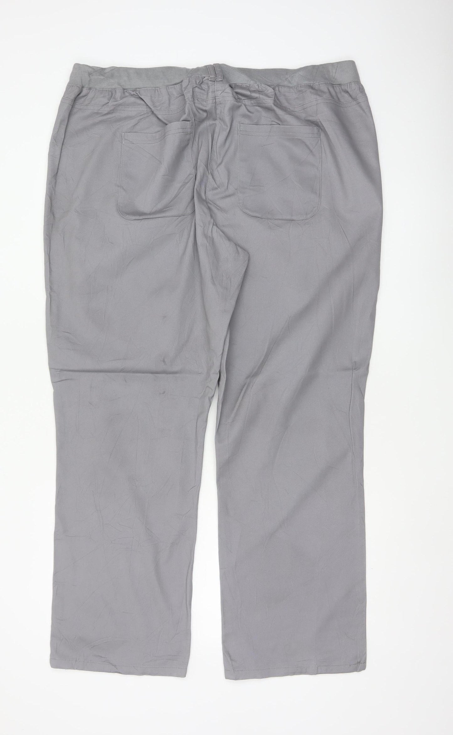 Cotton Traders Women Grey Size 20 Cotton Tapered Trousers Pockets