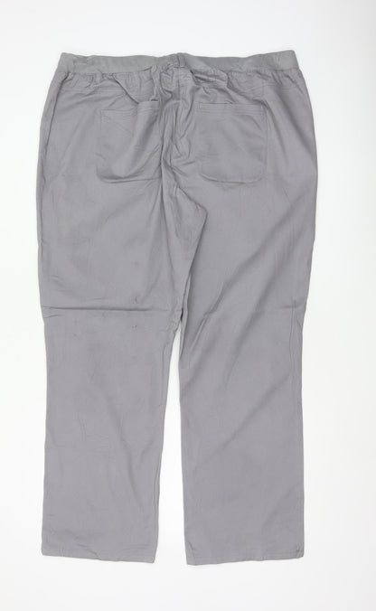 Cotton Traders Women Grey Size 20 Cotton Tapered Trousers Pockets