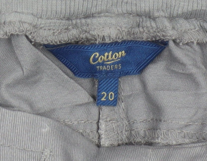 Cotton Traders Women Grey Size 20 Cotton Tapered Trousers Pockets