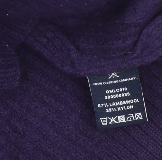 Crew Clothing Company Men’s Purple L Lambswool Crew Neck Waffle Knit Jumper