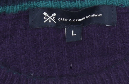 Crew Clothing Company Men’s Purple L Lambswool Crew Neck Waffle Knit Jumper
