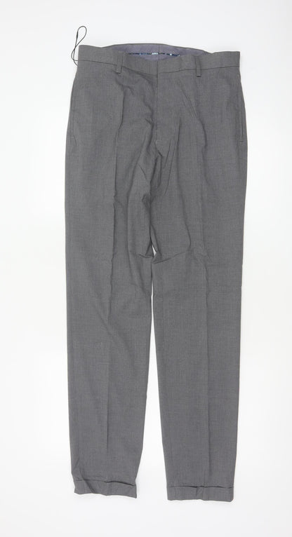 Marks & Spencer Men's Grey 30 Slim Pinstripe Dress Trousers 33L