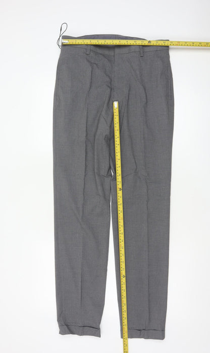 Marks & Spencer Men's Grey 30 Slim Pinstripe Dress Trousers 33L