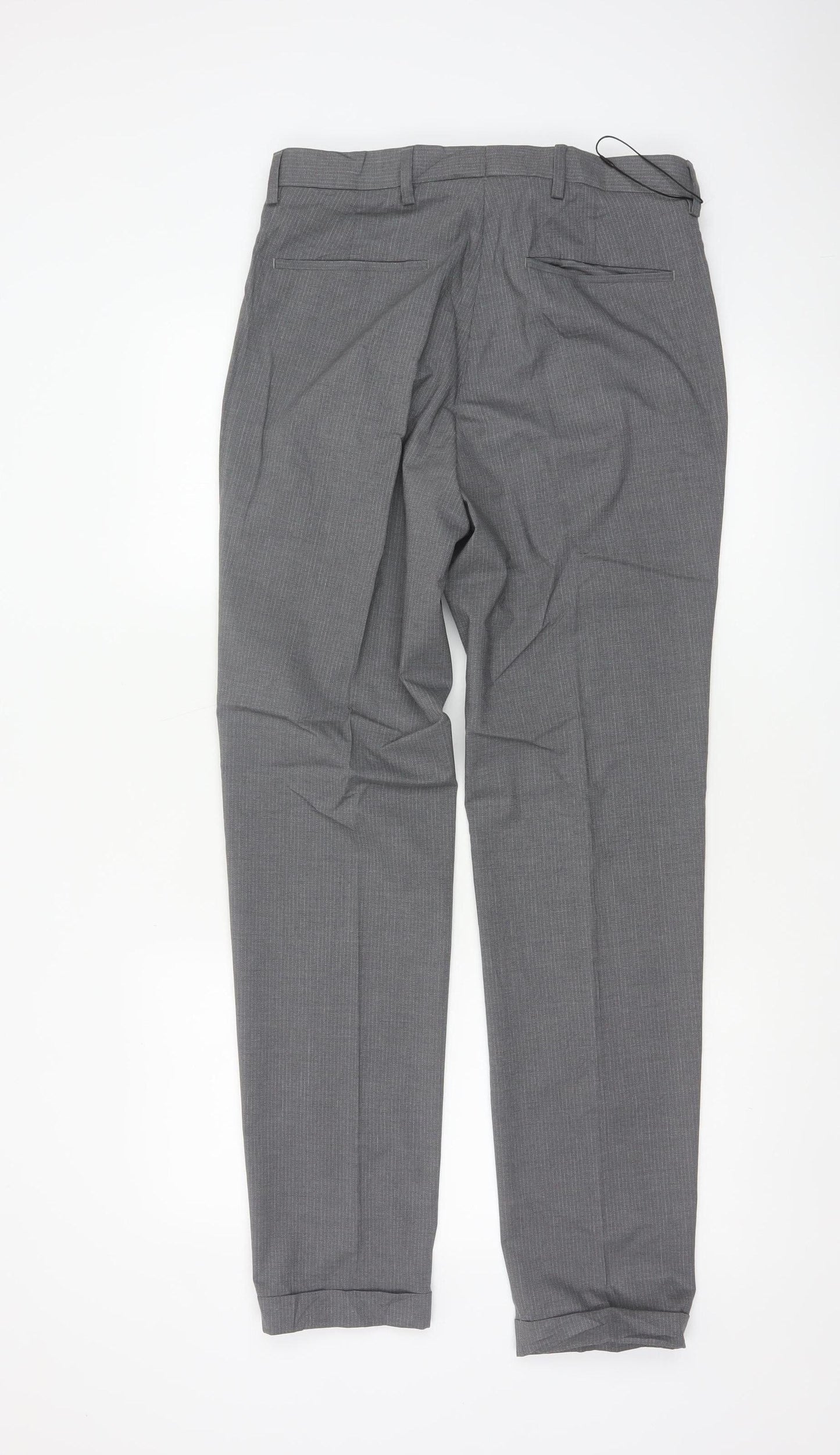 Marks & Spencer Men's Grey 30 Slim Pinstripe Dress Trousers 33L