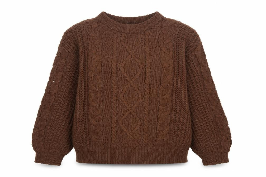 Brave Soul Women’s Brown Size 14 Cable Knit Mock Neck Jumper