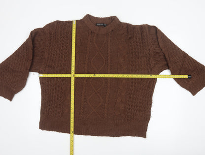 Brave Soul Women’s Brown Size 14 Cable Knit Mock Neck Jumper
