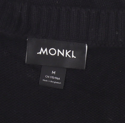 MONKI Women Black UK 12 Cable Knit V-Neck Sleeveless Jumper Vest