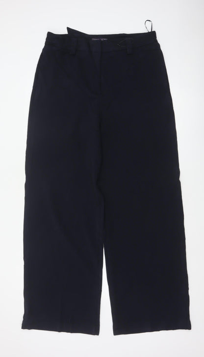 M&S Women’s Navy UK 14 Long Wide-Leg Belted Tailored Trousers