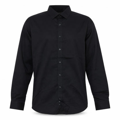 Marks & Spencer Men Black 17.5 Tailored Pure Cotton Long Sleeve Shirt