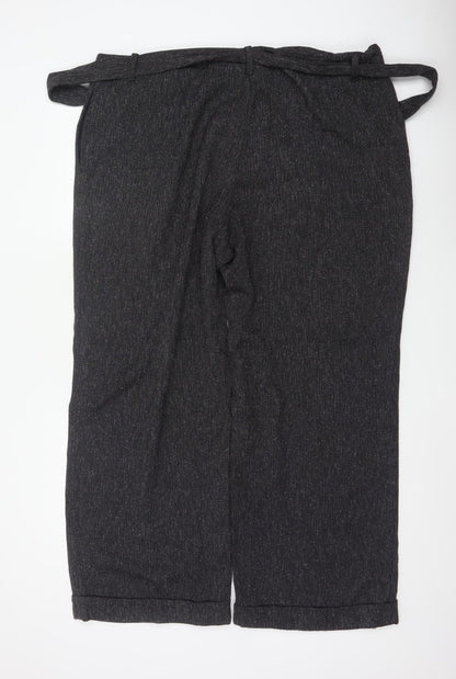 Next Women's Grey UK 20 Paperbag Cropped Belted Tapered Trousers