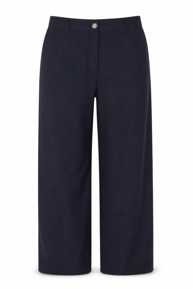 Marks & Spencer Women Blue Pinstripe UK 16 Straight Tailored Work Trousers