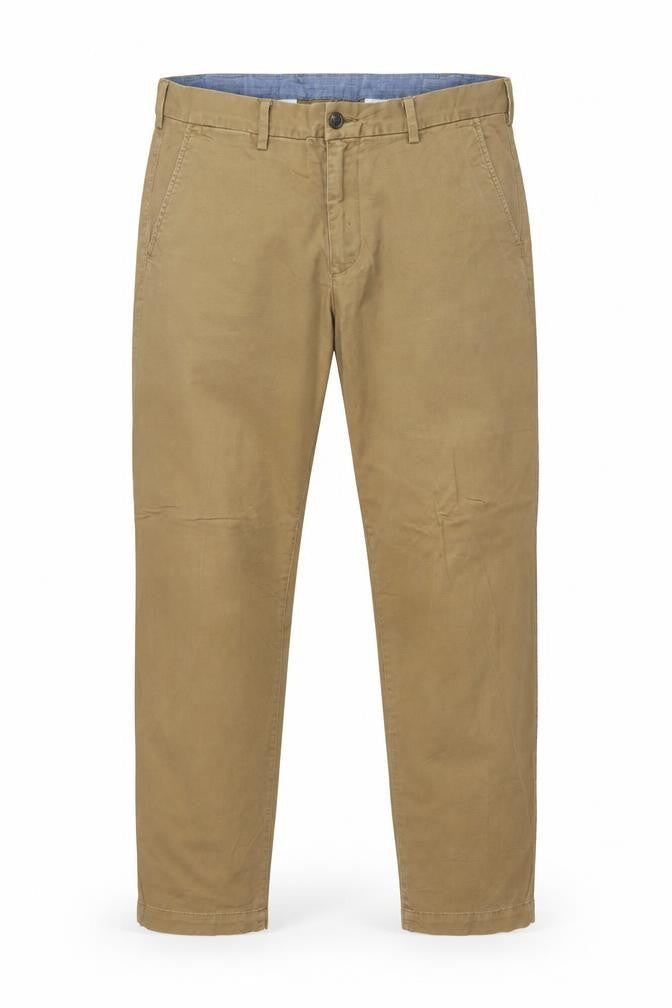 Gap Men’s Beige 38x32 Straight Chino Trousers Cotton Flat Front