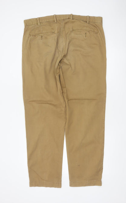Gap Men’s Beige 38x32 Straight Chino Trousers Cotton Flat Front