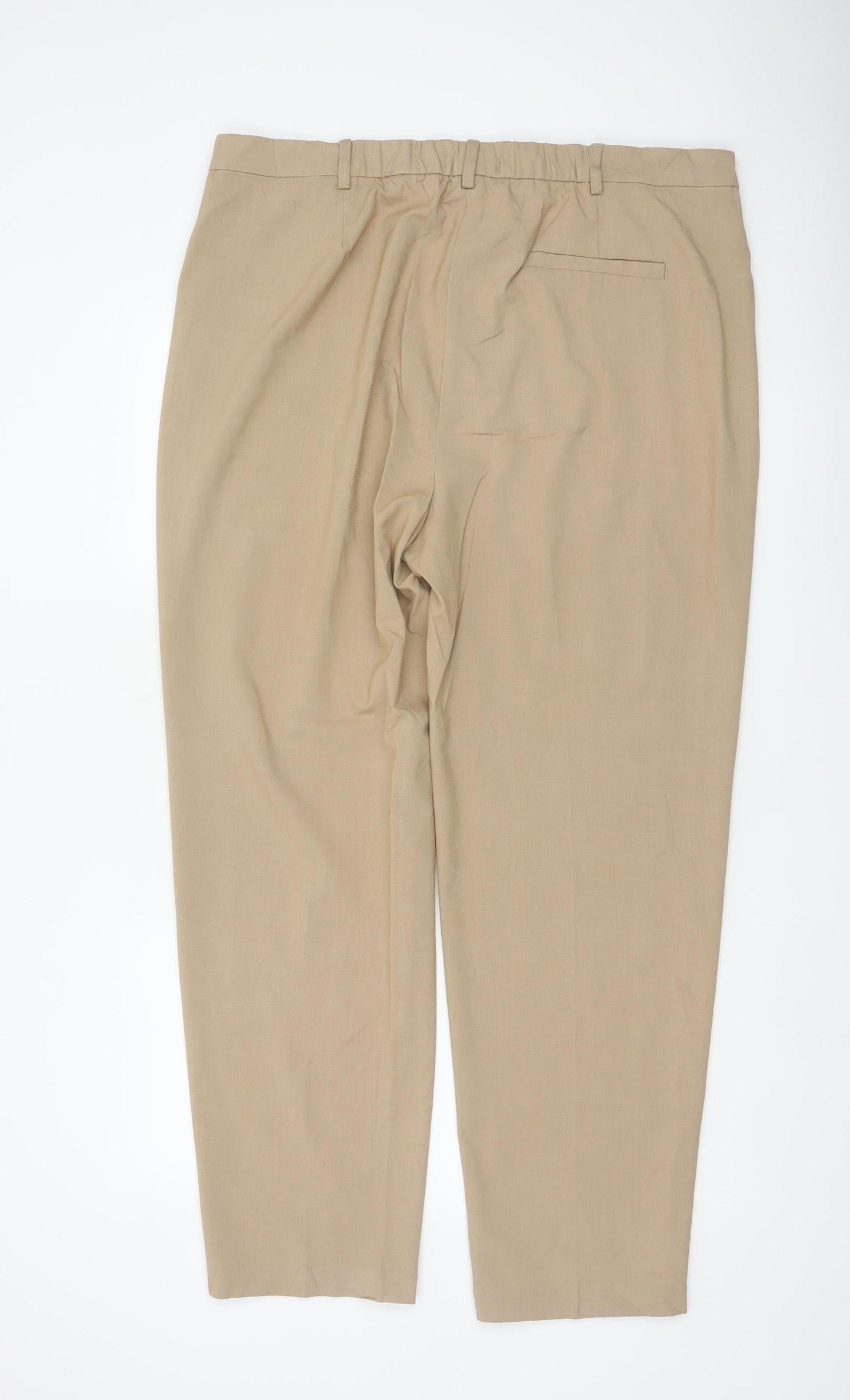 Marks & Spencer Women Beige Size 20 Regular Tapered Work Trousers