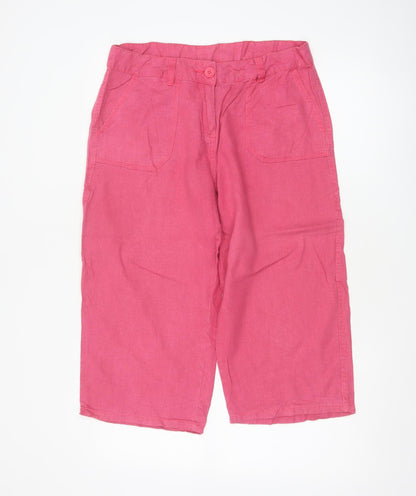 Marks and Spencer Women Pink UK 12 Linen Culotte Shorts