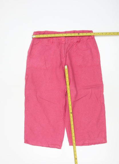 Marks and Spencer Women Pink UK 12 Linen Culotte Shorts
