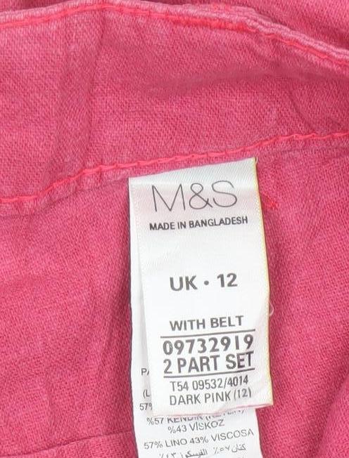 Marks and Spencer Women Pink UK 12 Linen Culotte Shorts