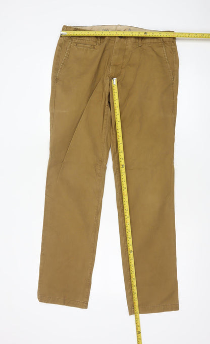 Gap Men's Beige 32/32 Regular Straight Cotton Chino Trousers