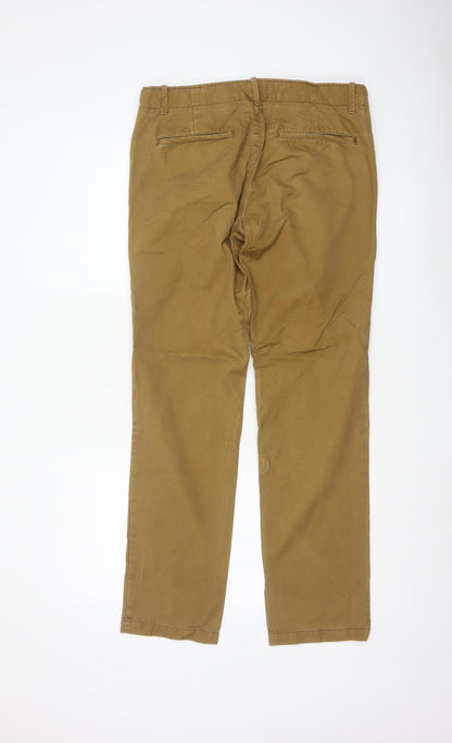 Gap Men's Beige 32/32 Regular Straight Cotton Chino Trousers