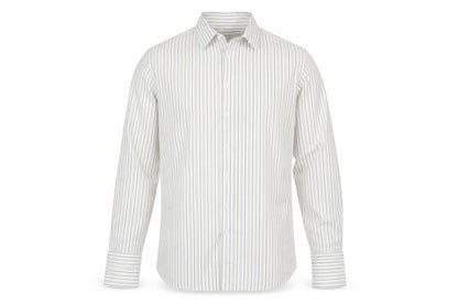 Marks & Spencer Men White Stripe Cotton Non-Iron Shirt Size 16