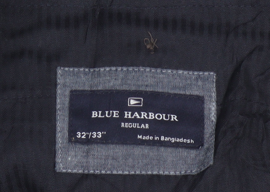 Marks & Spencer Blue Harbour Men's Black 32/33 Regular Chino Trousers