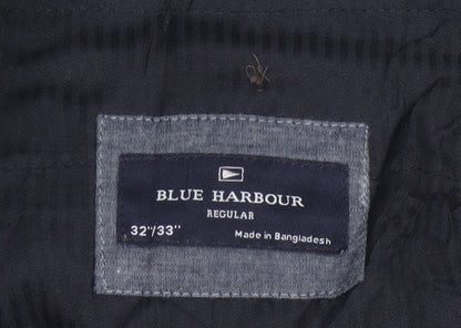 Marks & Spencer Blue Harbour Men's Black 32/33 Regular Chino Trousers