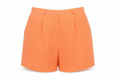 Whimsy Women Orange High Waist Pleated Shorts UK 18 Pockets