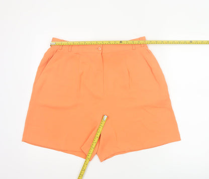 Whimsy Women Orange High Waist Pleated Shorts UK 18 Pockets