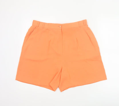 Whimsy Women Orange High Waist Pleated Shorts UK 18 Pockets