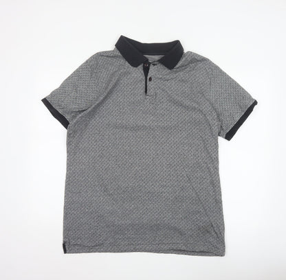 Peter Werth Men's Grey XL Striped Cotton Short Sleeve Polo Shirt
