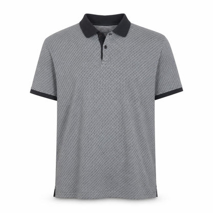 Peter Werth Men's Grey XL Striped Cotton Short Sleeve Polo Shirt