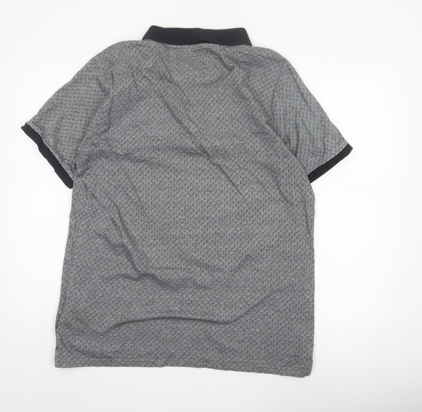 Peter Werth Men's Grey XL Striped Cotton Short Sleeve Polo Shirt
