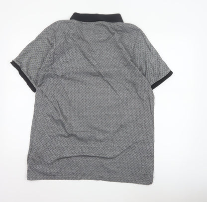 Peter Werth Men's Grey XL Striped Cotton Short Sleeve Polo Shirt