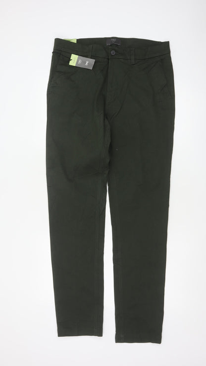 Marks and Spencer Men's Green 34/33 Slim Fit Stretch Chino Trousers
