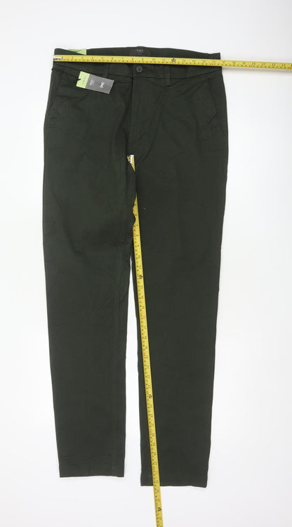 Marks and Spencer Men's Green 34/33 Slim Fit Stretch Chino Trousers