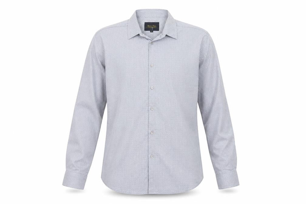 Retro Fire Men's Grey M Geometric Cotton Long Sleeve Button-Up Shirt