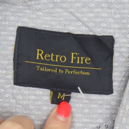 Retro Fire Men's Grey M Geometric Cotton Long Sleeve Button-Up Shirt