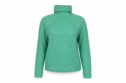 Marks & Spencer Women Green M Rib Knit Roll Neck Jumper