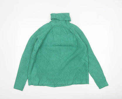 Marks & Spencer Women Green M Rib Knit Roll Neck Jumper