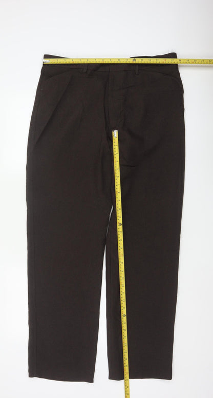 Farah Men's Black 36 L33 Straight Flat Front Dress Trousers Smart Formal
