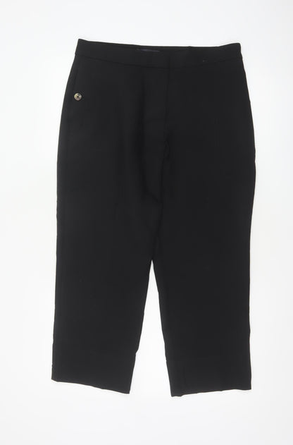 M&S Women's Black UK 12 Short Straight Leg Smart Trousers Pockets