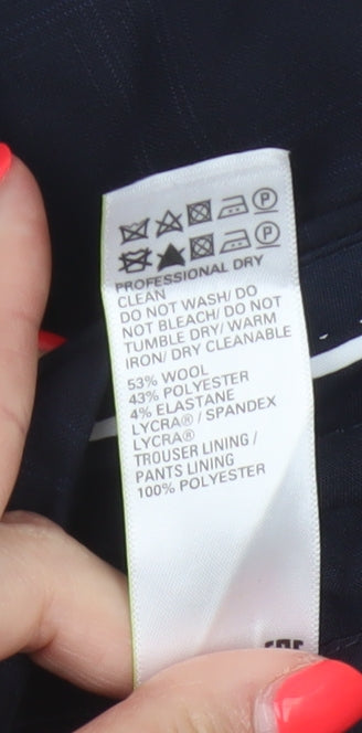 Marks & Spencer Men Blue 34 31 Tailored Wool Blend Dress Trousers