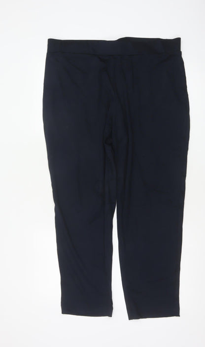 Marks & Spencer Women’s Navy UK 18 Regular Straight Stretch Trousers