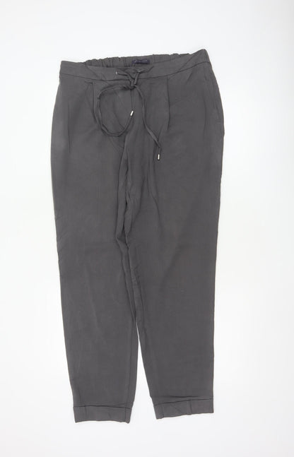 Marks Spencer Womens Grey UK 14 Long Tapered Drawstring Jogger Trousers