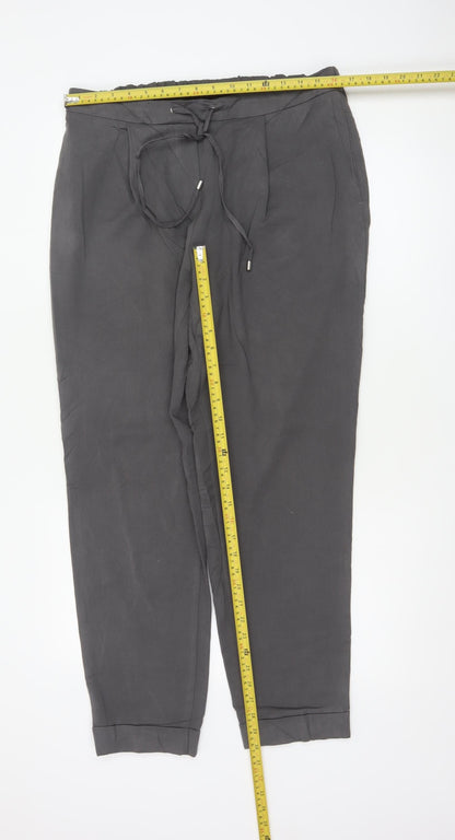 Marks Spencer Womens Grey UK 14 Long Tapered Drawstring Jogger Trousers