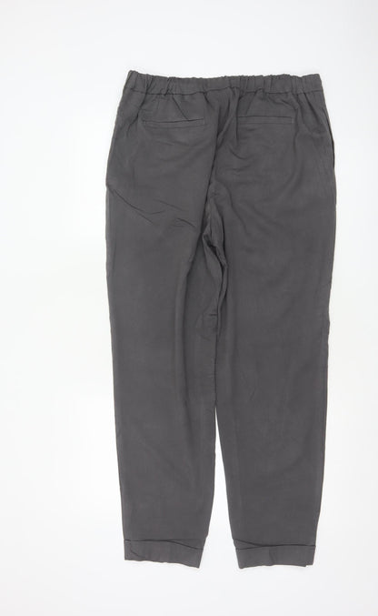 Marks Spencer Womens Grey UK 14 Long Tapered Drawstring Jogger Trousers