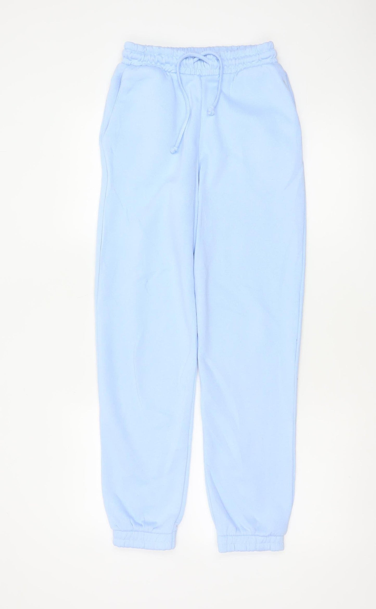 Zara Women Blue UK 8 Fleece Jogger Trousers Drawstring Cuffed