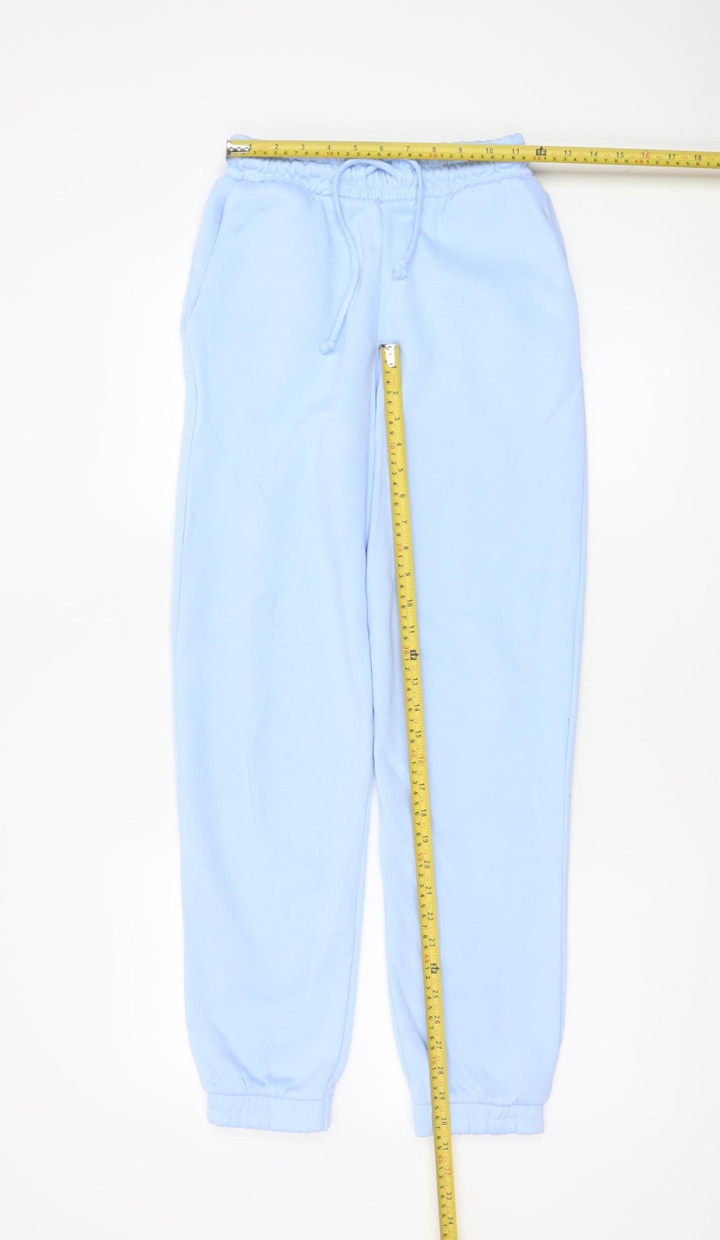 Zara Women Blue UK 8 Fleece Jogger Trousers Drawstring Cuffed